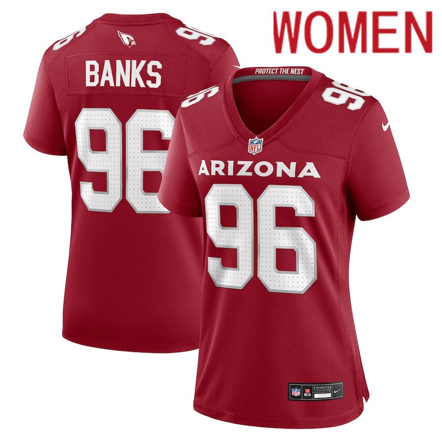 Women Arizona Cardinals #96 Eric Banks Nike Cardinal Game NFL Jersey->->